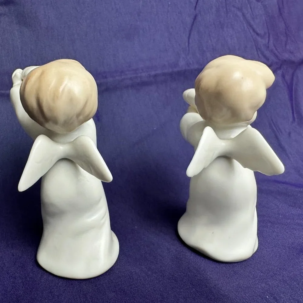 Vintage Porcelain Candlesticks Angels Set of 2 NO USED